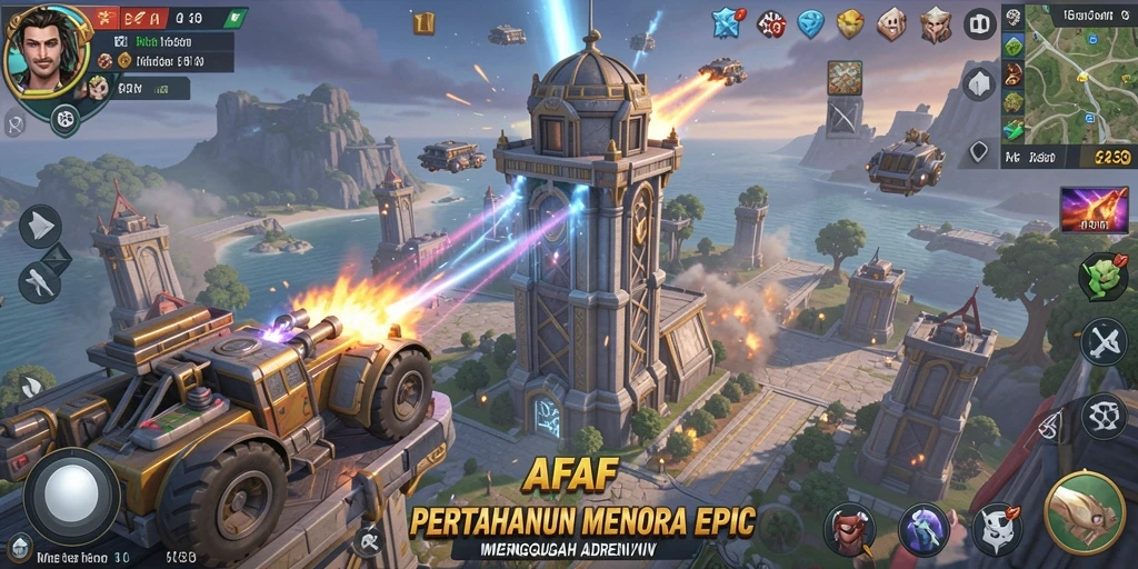 Tampilan gameplay AFAF yang menegangkan dalam mode Tower Defense.