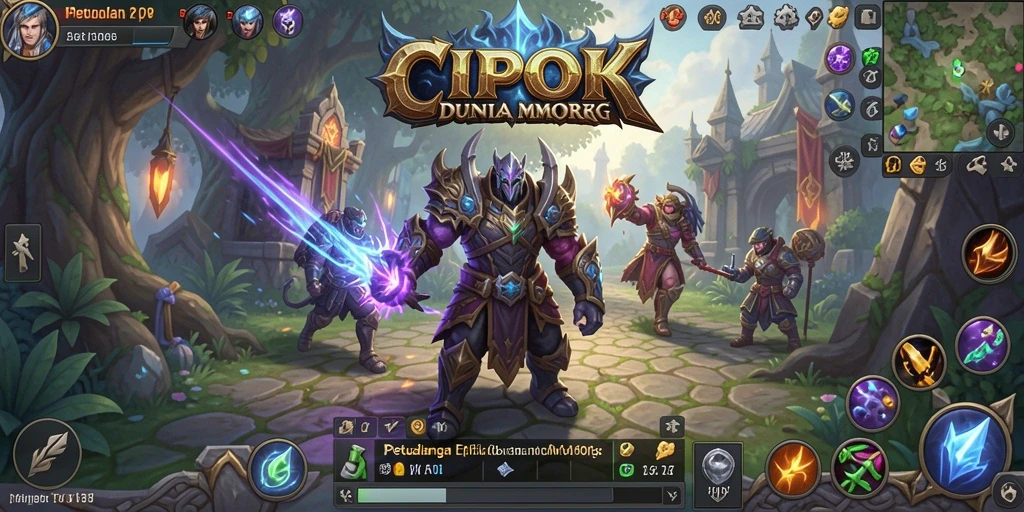 Screenshot gameplay CIPOK yang menunjukkan pertarungan epik dalam MMORPG.