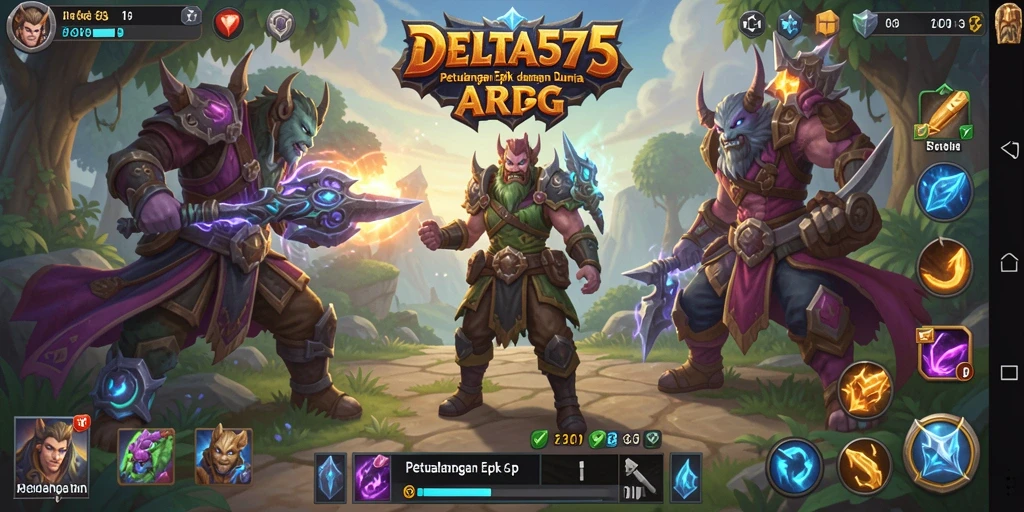 Tampilan utama gameplay DELTA575 dengan pertarungan epik.