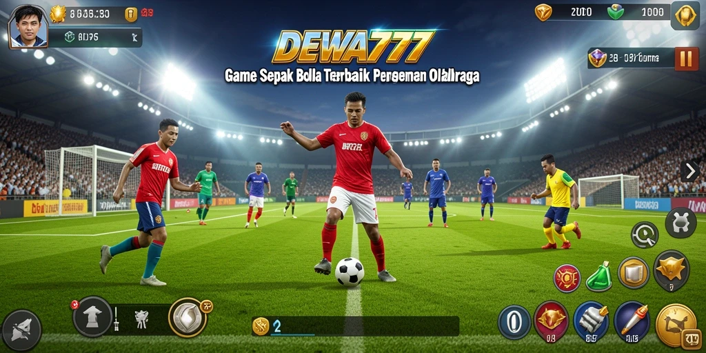 Screenshot gameplay DEWA777 menampilkan momen menegangkan di lapangan sepak bola.