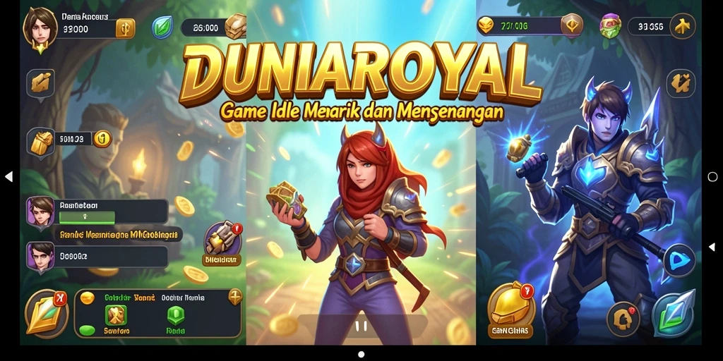 Gameplay DUNIAROYAL menampilkan aktivitas mengelola kerajaan yang seru dan menantang.