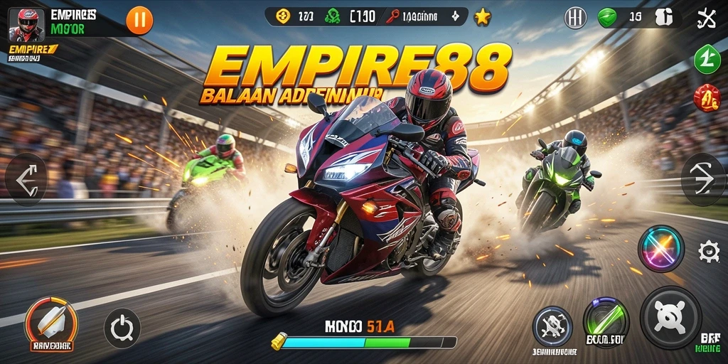 Screenshot gameplay balapan seru dengan motor di EMPIRE88.