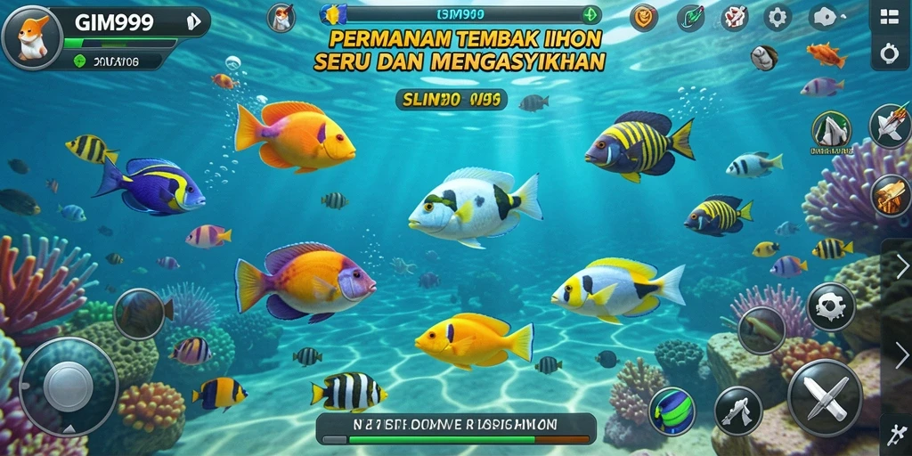Tangkapan layar GIM999 menampilkan gameplay menembak ikan yang seru.