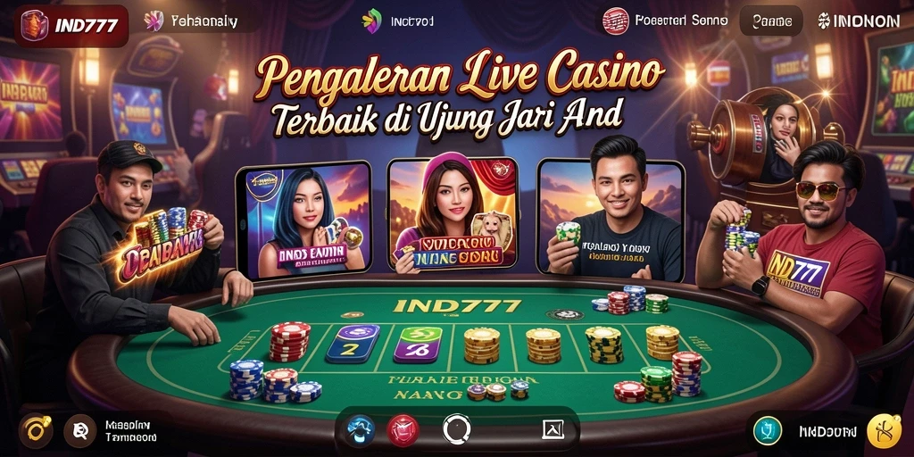 Menampilkan dealer profesional dalam permainan Live Casino yang mendebarkan.