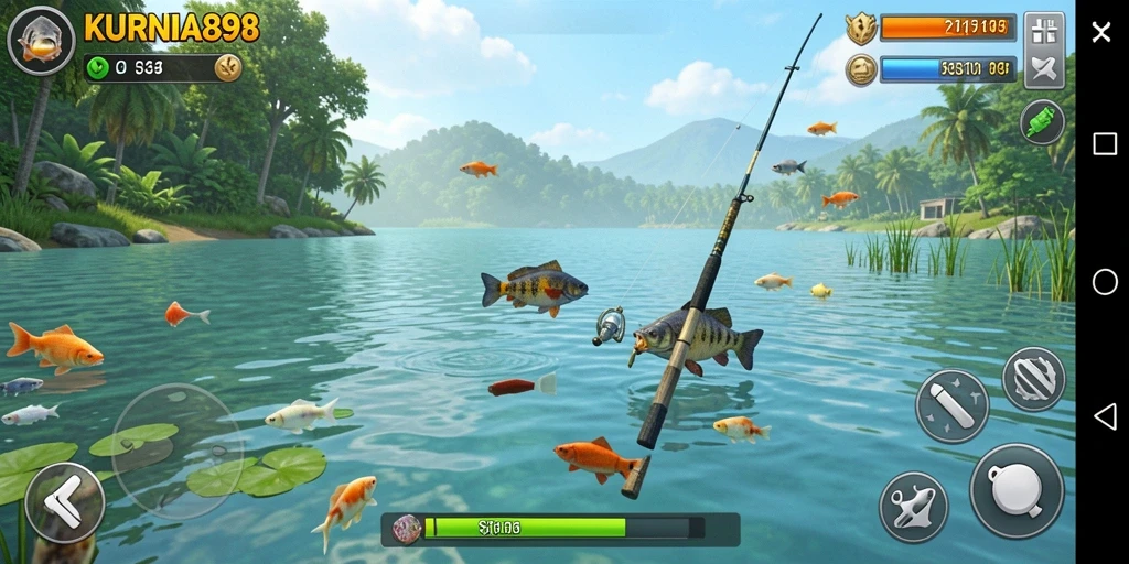 Tampilan gameplay KURNIA898 dengan aksi memancing yang seru.