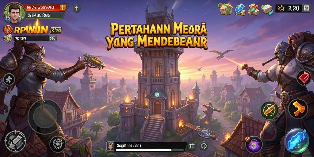 Tampilan gameplay yang seru dan menegangkan dalam Tower Defense.