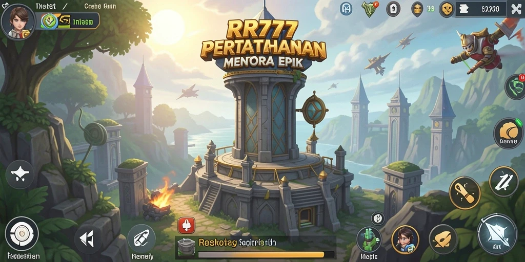 Tangkapan layar gameplay RR777 menampilkan aksi seru dalam pertahanan menara.