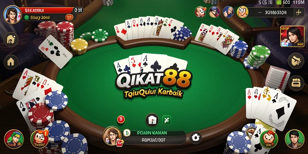 Tangkapan layar menunjukkan aksi seru dalam permainan QiuQiu.
