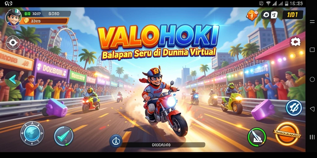 Gameplay balapan di VALOHOKI dengan trek berliku dan mobil cepat.